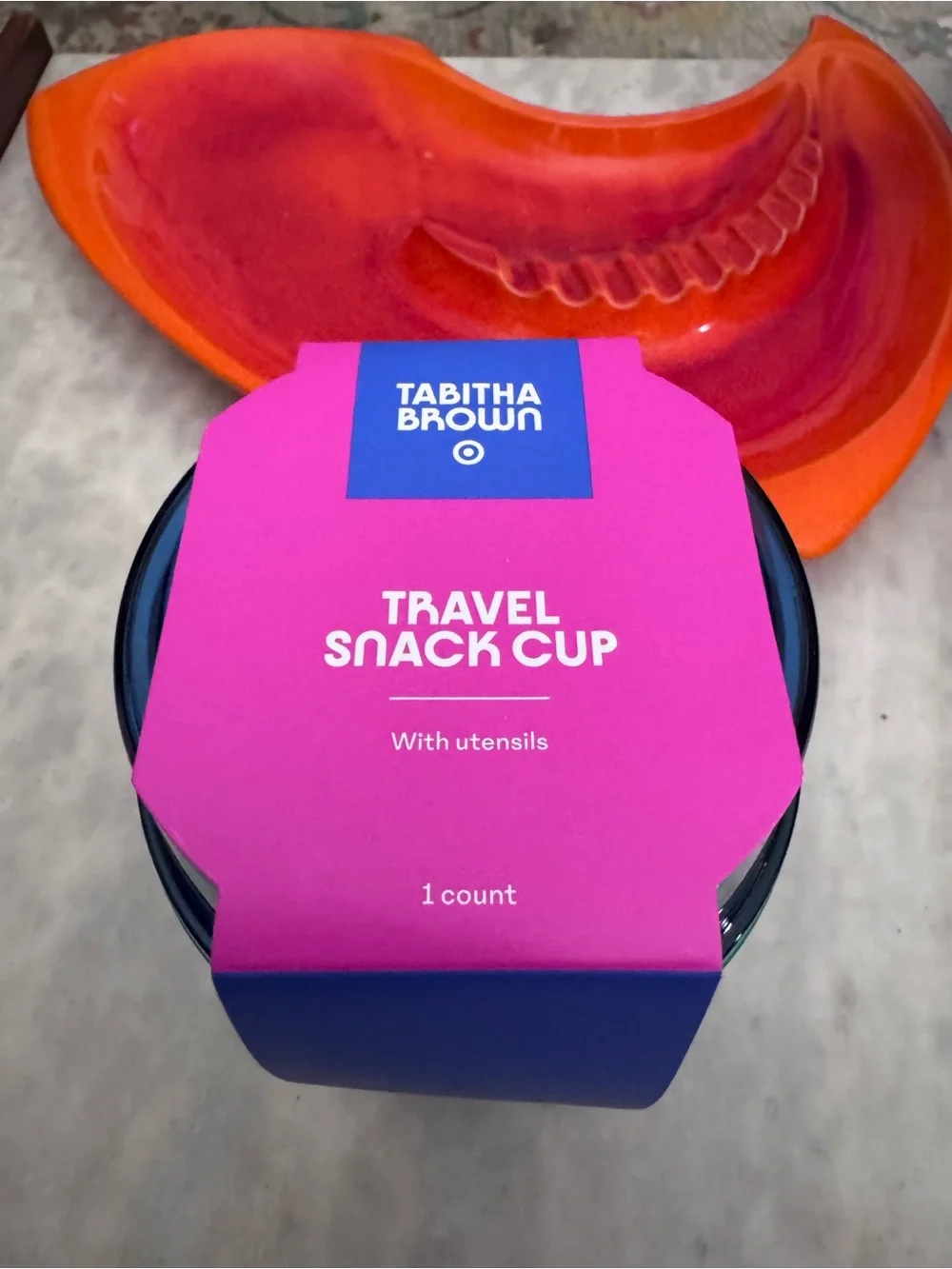 Tabitha Travel Snack Cup with Blue Lid